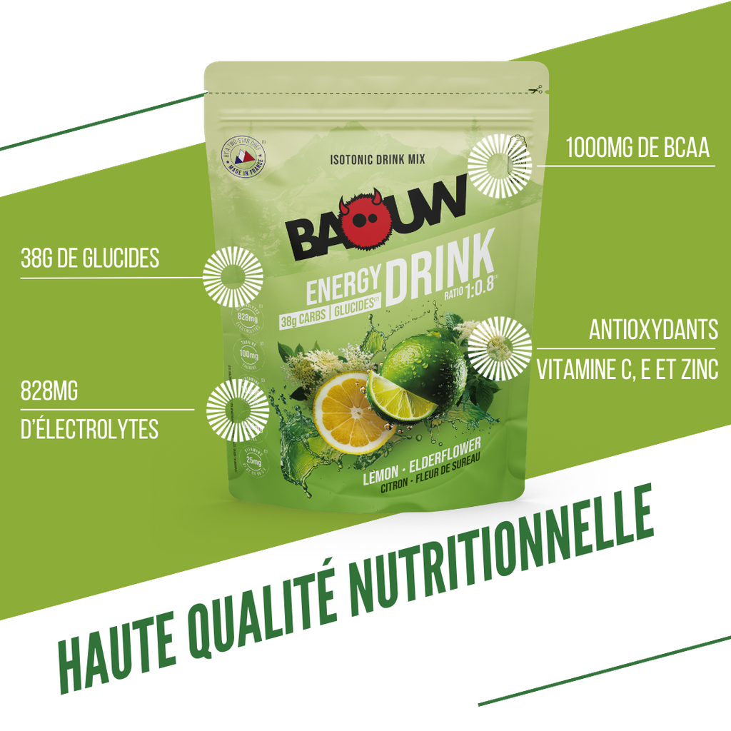 Baouw Energy drink - Citron fleur de sureau 585g