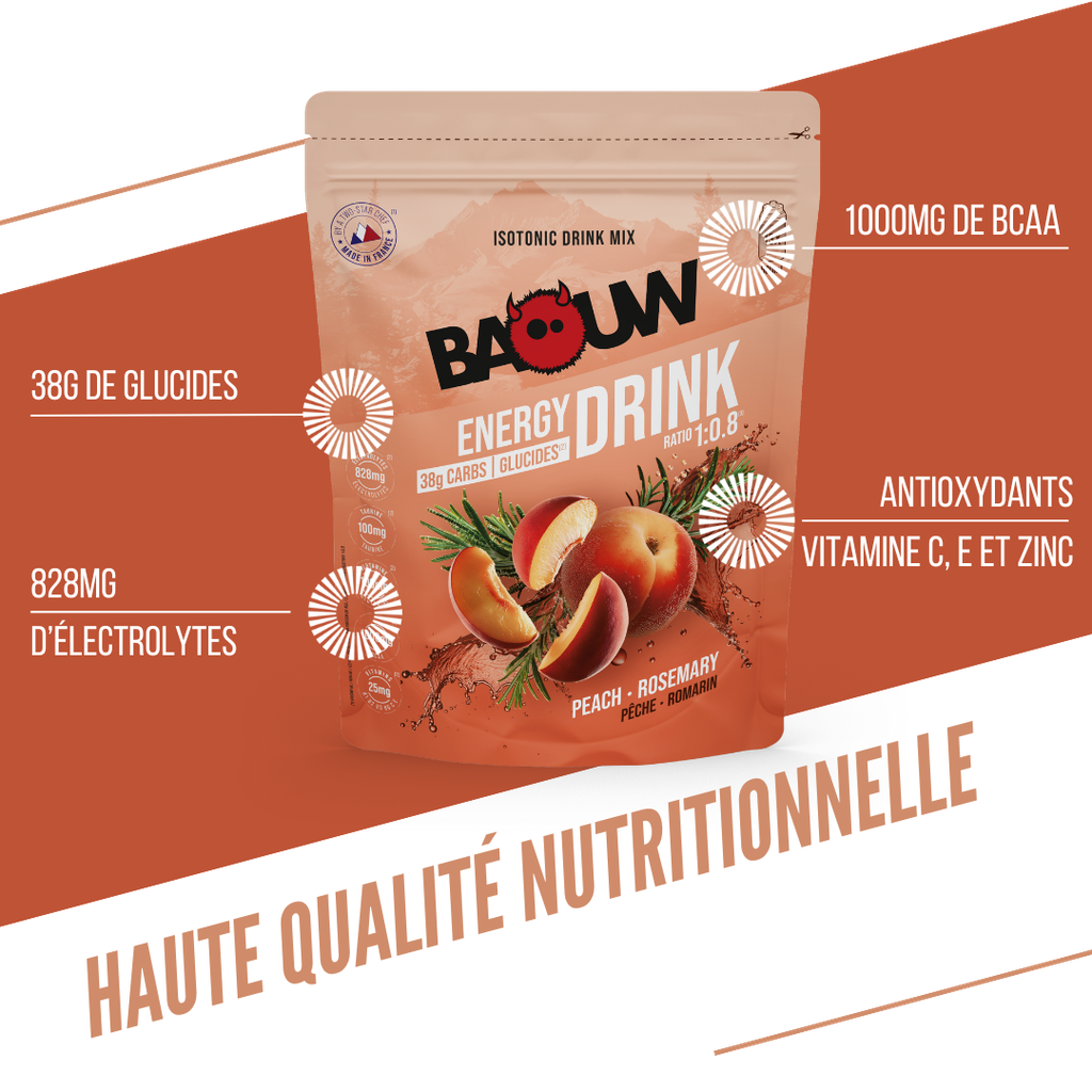 Baouw Energy drink - Pêche romarin 585g