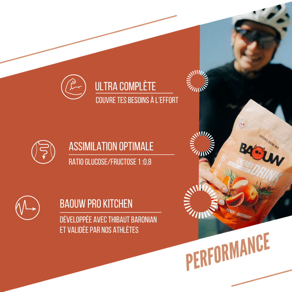 Baouw Energy drink - Pêche romarin 585g