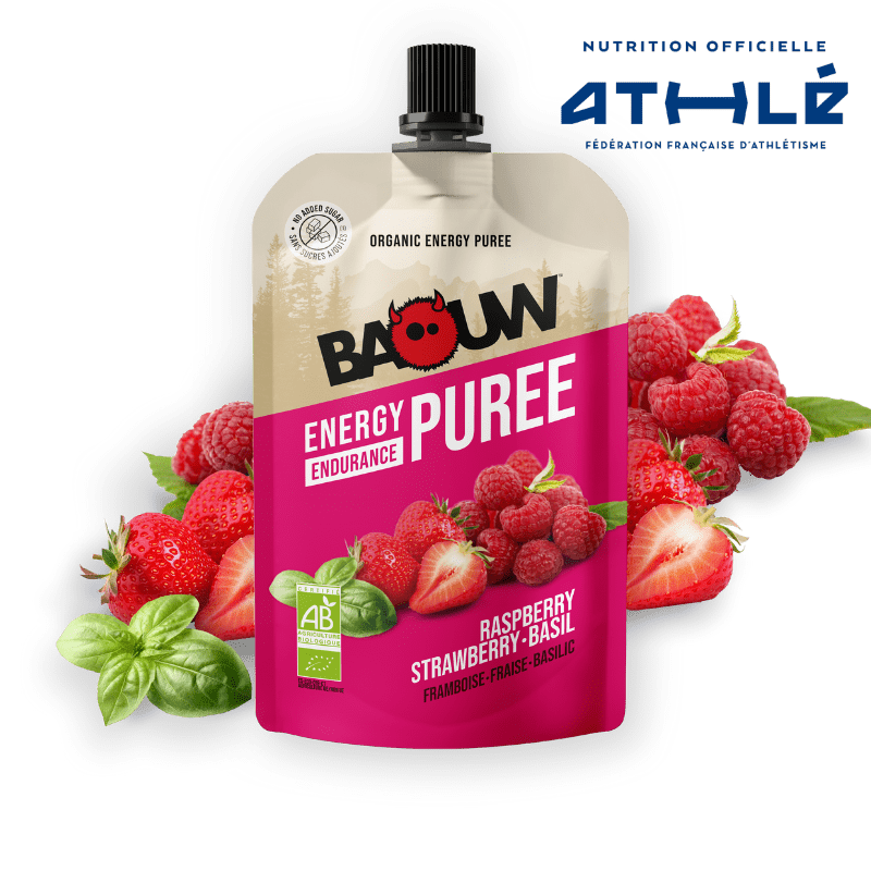 Purée énergétique Baouw - Fraise framboise basilic