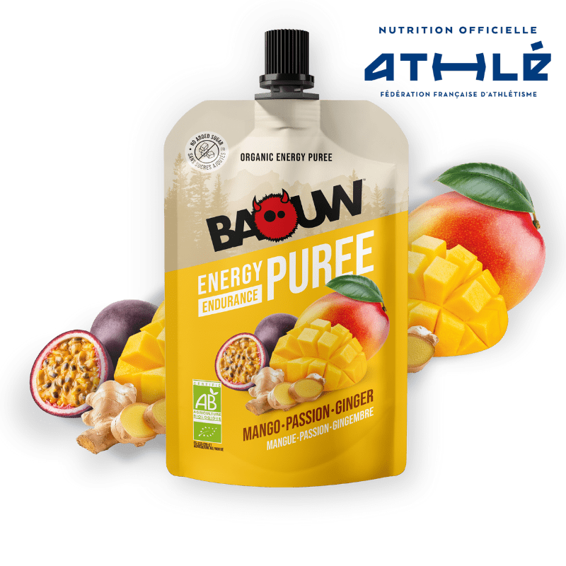 Purée énergétique Baouw - Mangue passion gingembre