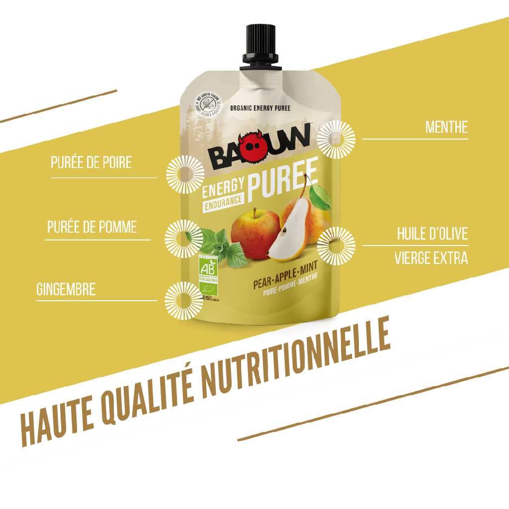 Purée énergétique Baouw - Pomme poire menthe