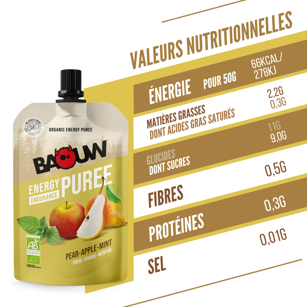 Purée énergétique Baouw - Pomme poire menthe