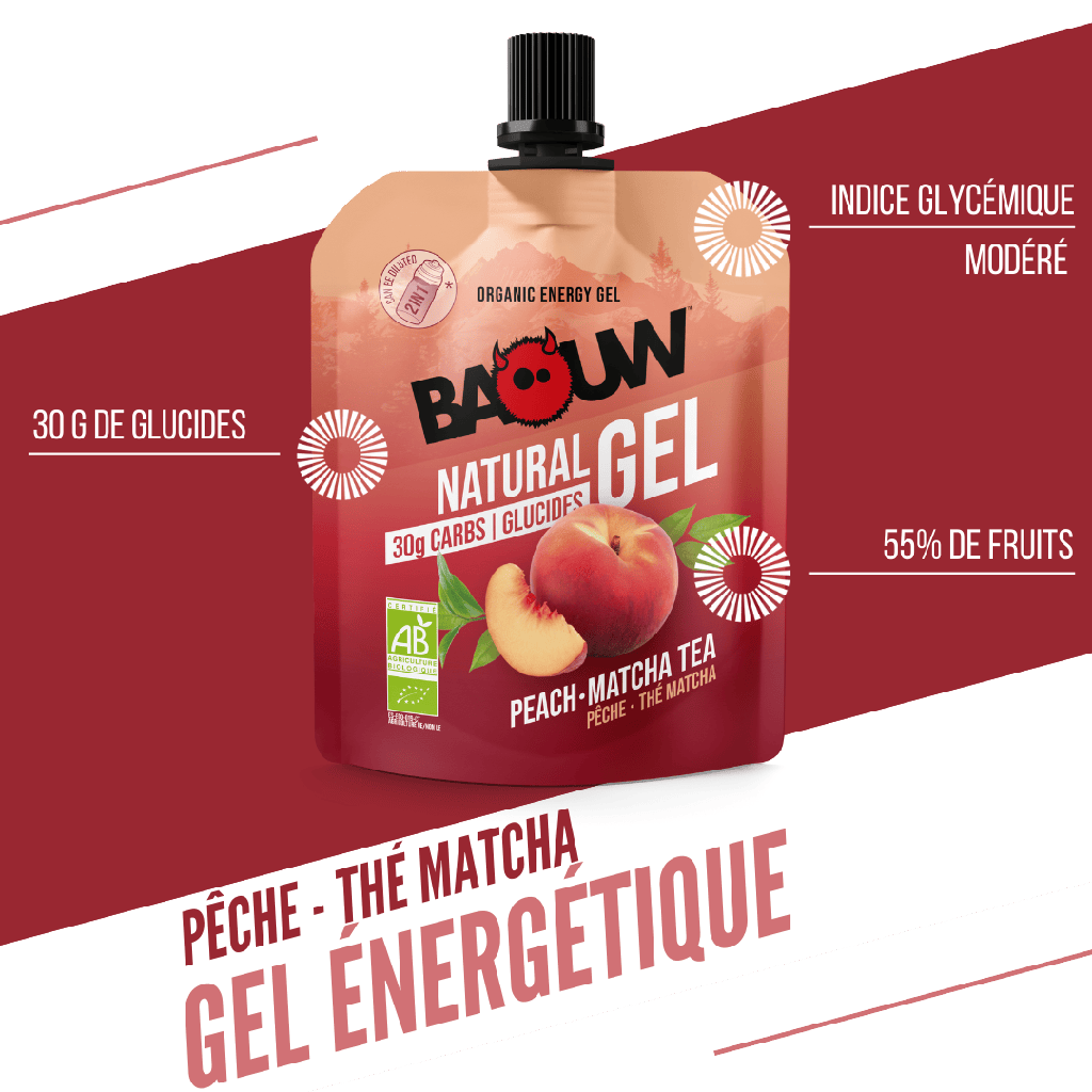 Gel énergétique Baouw - pêche/ thé matcha