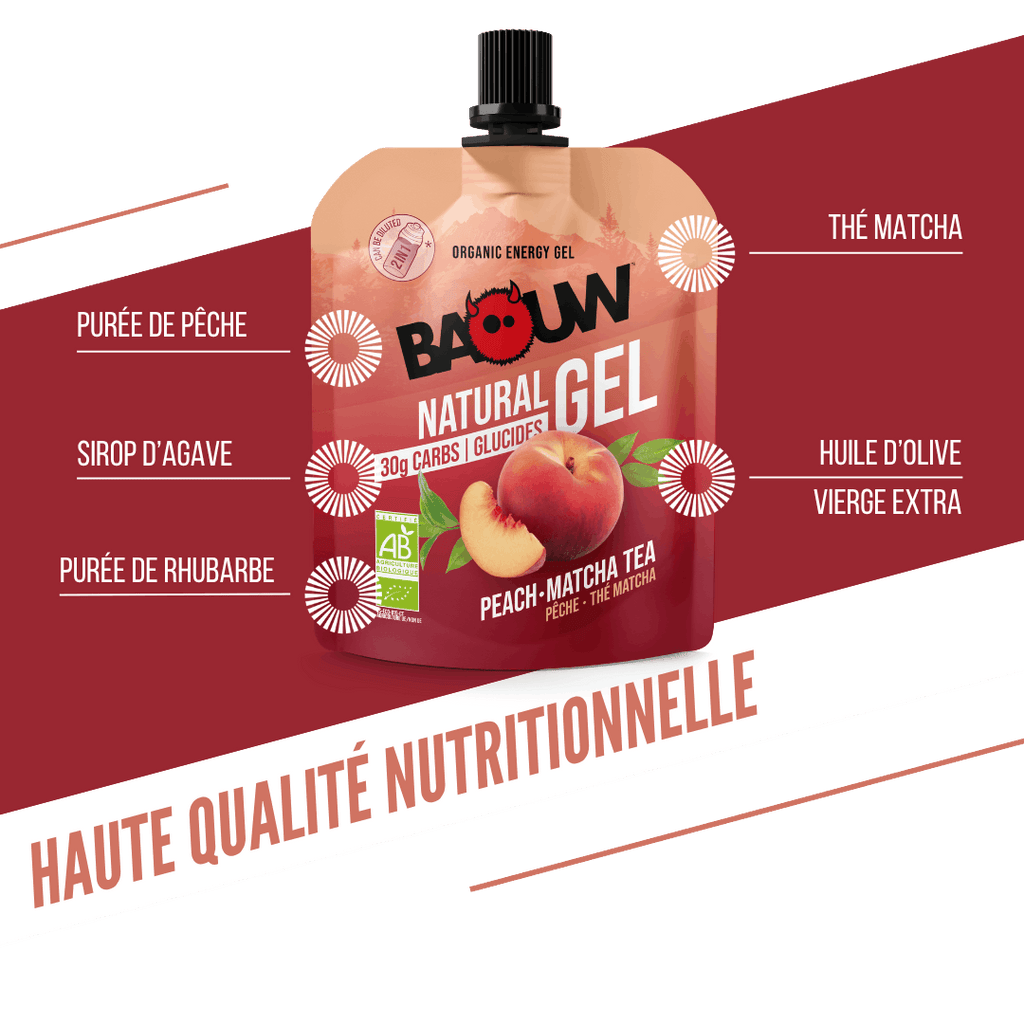 Gel énergétique Baouw - pêche/ thé matcha