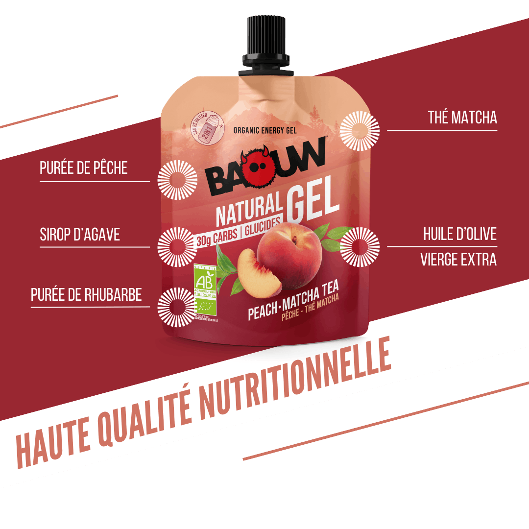 Gel énergétique Baouw - pêche/ thé matcha